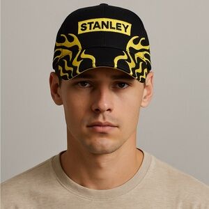 🏁 Stanley Racing Flames Hat – Signed – Vintage NASCAR 🧢🔥